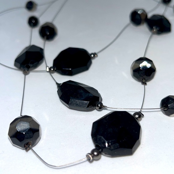 Black Floating Beads Necklace - Picture 2 of 2